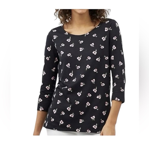 J.Jill black floral polka dot 3/4 sleeve tunic top size 2X - Picture 1 of 10